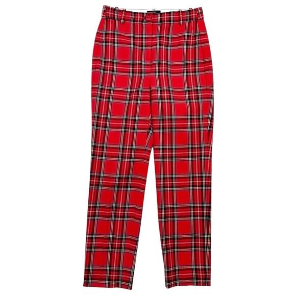 J. Crew Cameron High Rise Red Plaid Pants Size 0 - Picture 2 of 9